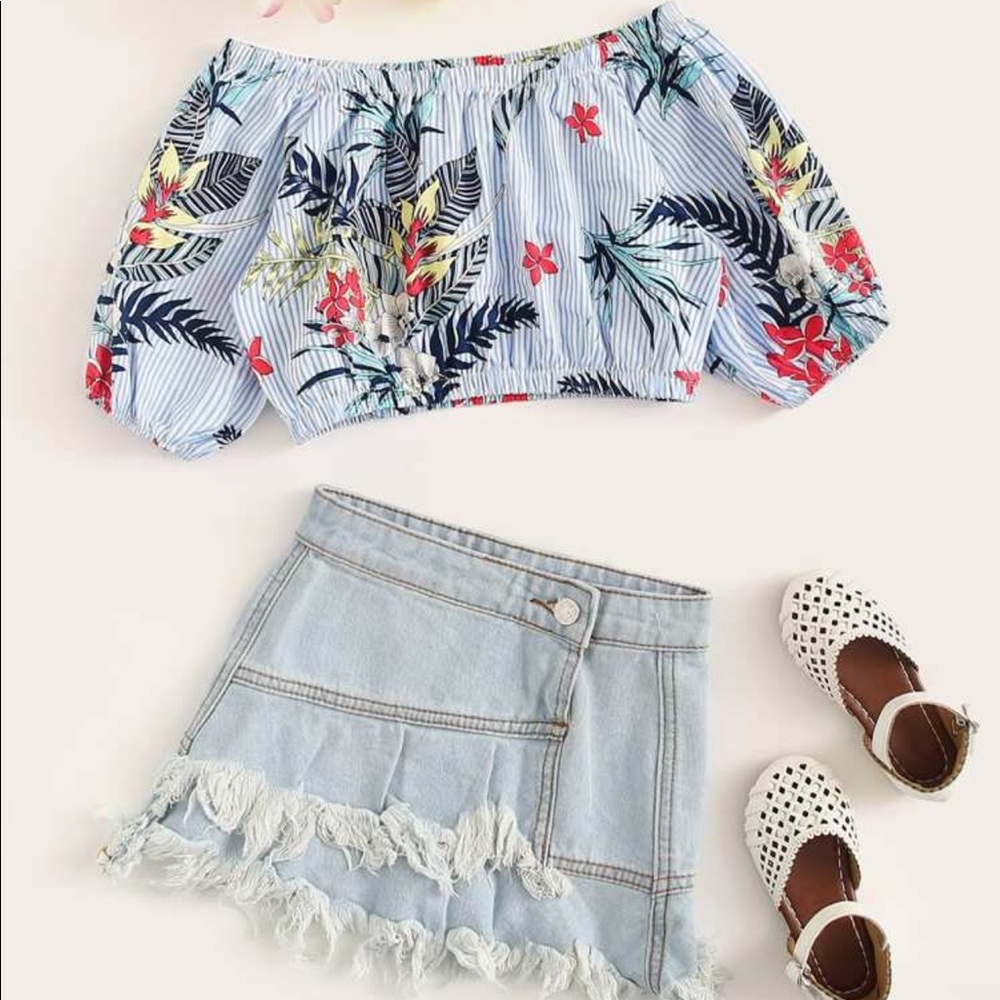 New Girls Size 10 SHEIN Tropical Crop Top 10Y